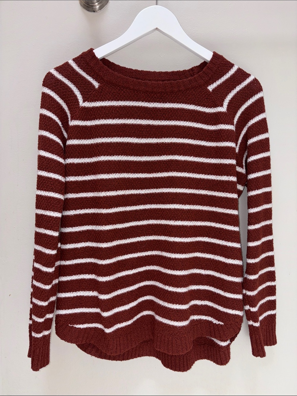 Pink Clover Striped Crewneck Sweater in Rust and White